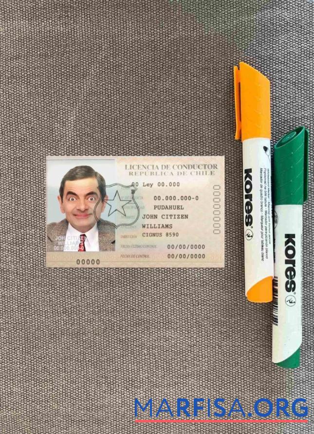 Blank Chile licencia de conductor photolook template